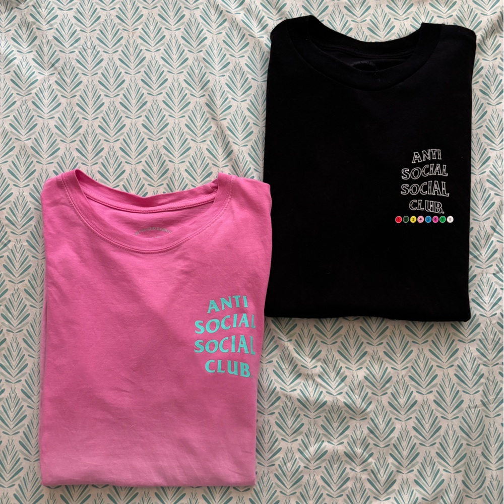 Anti Social Social Club Pink and Black Short Sleeve Tees